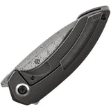 Kansept Knives ODD 21 Framelock Black Bronze Anodized Holes - Damascus Steel Drop Point Blade, Black Titanium Handle by Kansept Knives