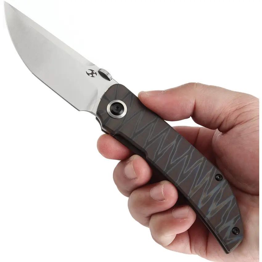 Kansept Knives Tarkin Framelock Flame K1078A3 - CPM 20CV Tanto Blade With Flame Anodized Titanium Handle by Kansept Knives
