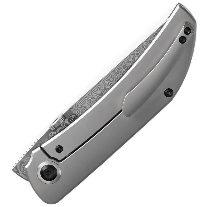 Kansept Knives Tarkin Framelock BB Damascus K1078A4 - Damascus Steel Tanto Blade With Bead Blast Titanium Handle by Kansept Knives