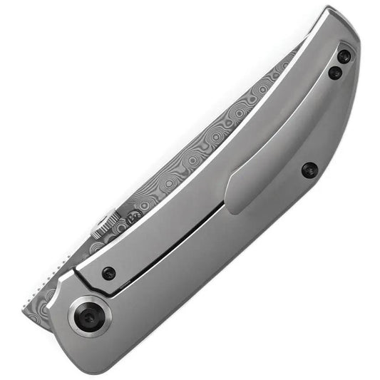 Kansept Knives Tarkin Framelock BB Damascus K1078A4 - Damascus Steel Tanto Blade With Bead Blast Titanium Handle by Kansept Knives