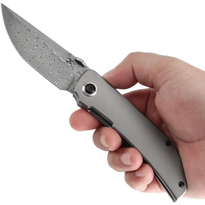Kansept Knives Tarkin Framelock BB Damascus K1078A4 - Damascus Steel Tanto Blade With Bead Blast Titanium Handle by Kansept Knives