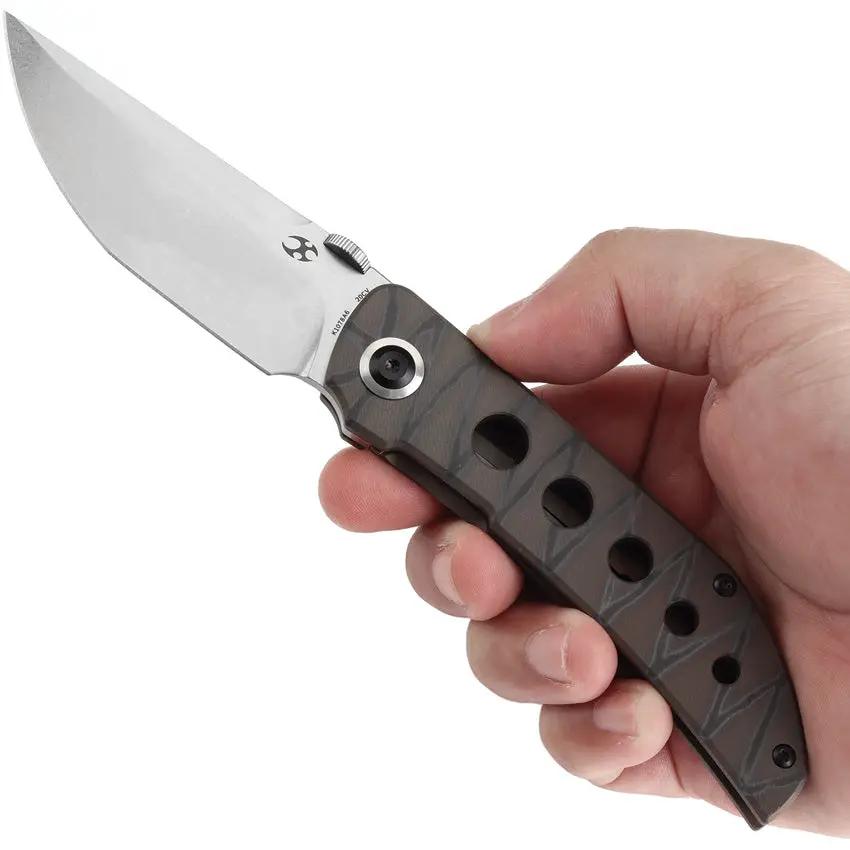 Kansept Knives Tarkin Tiger Stripe Flamed Titanium K1078A6 CPM20CV Tanto Blade Titanium Handle by Kansept Knives