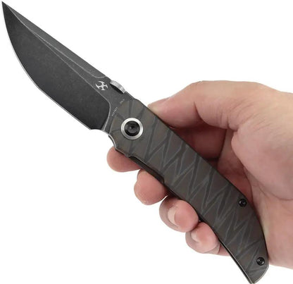 Kansept Knives Tarkin Framelock Tiger K1078A7 - Tiger Striped Flamed Titanium Handle And CPM-20CV Blade by Kansept Knives