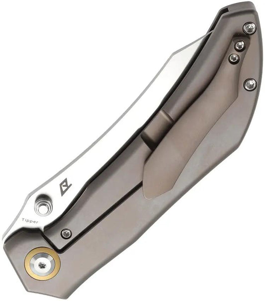 Kansept Knives Tipper Framelock Bronze - S35VN Wharncliffe Blade, Bronze Anodized Titanium Handle, 4.5 Inch Closed by Kansept Knives