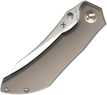 Kansept Knives Tipper Framelock Bronze - S35VN Wharncliffe Blade, Bronze Anodized Titanium Handle, 4.5 Inch Closed by Kansept Knives