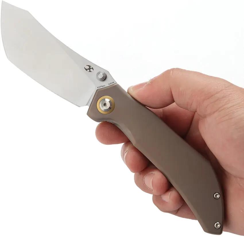 Kansept Knives Tipper Framelock Bronze - S35VN Wharncliffe Blade, Bronze Anodized Titanium Handle, 4.5 Inch Closed by Kansept Knives