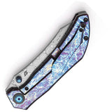 Kansept Knives Tipper Framelock Lightning K1079A3 - Damascus Wharncliffe Blade and Lightning Anodized Titanium Handle by Kansept Knives