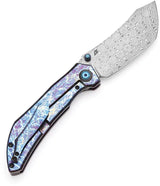 Kansept Knives Tipper Framelock Lightning K1079A3 - Damascus Wharncliffe Blade and Lightning Anodized Titanium Handle by Kansept Knives