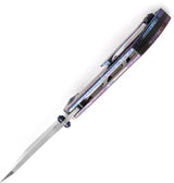Kansept Knives Tipper Framelock Lightning K1079A3 - Damascus Wharncliffe Blade and Lightning Anodized Titanium Handle by Kansept Knives