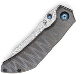 Kansept Knives Tipper Framelock Tiger Stripe K1079A4 - Damascus Steel Wharncliffe Blade With Anodized Titanium Handle by Kansept Knives