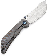 Kansept Knives Tipper Framelock Tiger Stripe K1079A4 - Damascus Steel Wharncliffe Blade With Anodized Titanium Handle by Kansept Knives