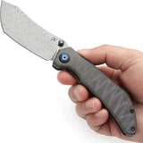 Kansept Knives Tipper Framelock Tiger Stripe K1079A4 - Damascus Steel Wharncliffe Blade With Anodized Titanium Handle by Kansept Knives