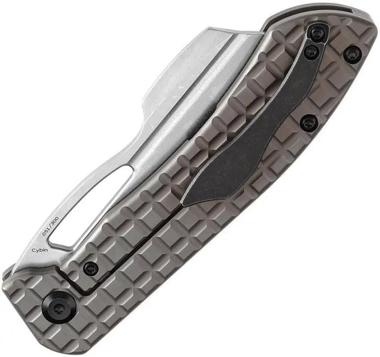 Kansept Knives Cybin Framelock K1080A1 - CPM S35VN Blade, Bronze Frag Pattern Titanium Handle, Thumb Pull by Kansept Knives