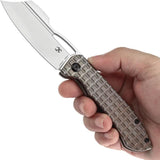 Kansept Knives Cybin Framelock K1080A1 - CPM S35VN Blade, Bronze Frag Pattern Titanium Handle, Thumb Pull by Kansept Knives