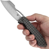 Kansept Knives Cybin Framelock Damascus K1080A2 - BlackWash Titanium Handle With Damascus Blade 4.25 Inch Closed by Kansept Knives