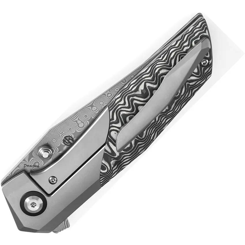 Kansept Knives Deadite Framelock CF K1081A1 - Damascus Steel Clip Point Blade, Titanium Handle with Carbon Fiber Inlay by Kansept Knives