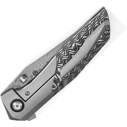 Kansept Knives Deadite Framelock CF K1081A1 - Damascus Steel Clip Point Blade, Titanium Handle with Carbon Fiber Inlay by Kansept Knives