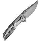 Kansept Knives Deadite Framelock CF K1081A1 - Damascus Steel Clip Point Blade, Titanium Handle with Carbon Fiber Inlay by Kansept Knives