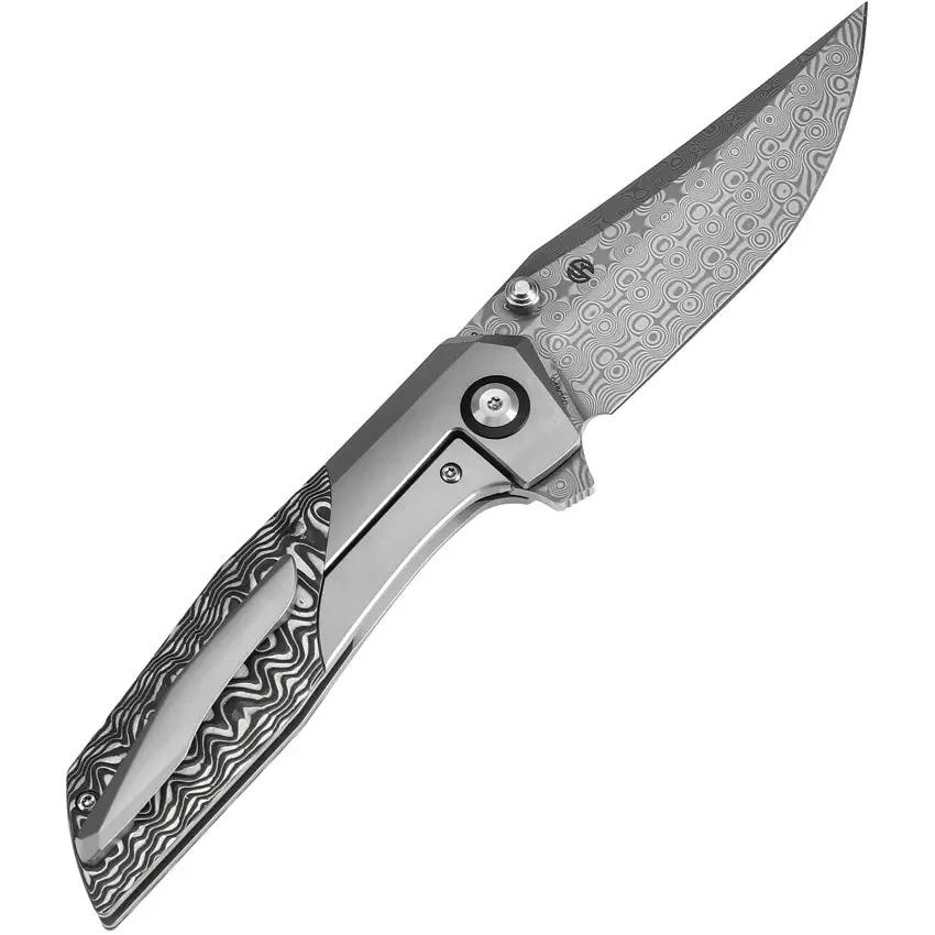 Kansept Knives Deadite Framelock CF K1081A1 - Damascus Steel Clip Point Blade, Titanium Handle with Carbon Fiber Inlay by Kansept Knives