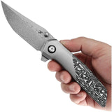 Kansept Knives Deadite Framelock CF K1081A1 - Damascus Steel Clip Point Blade, Titanium Handle with Carbon Fiber Inlay by Kansept Knives