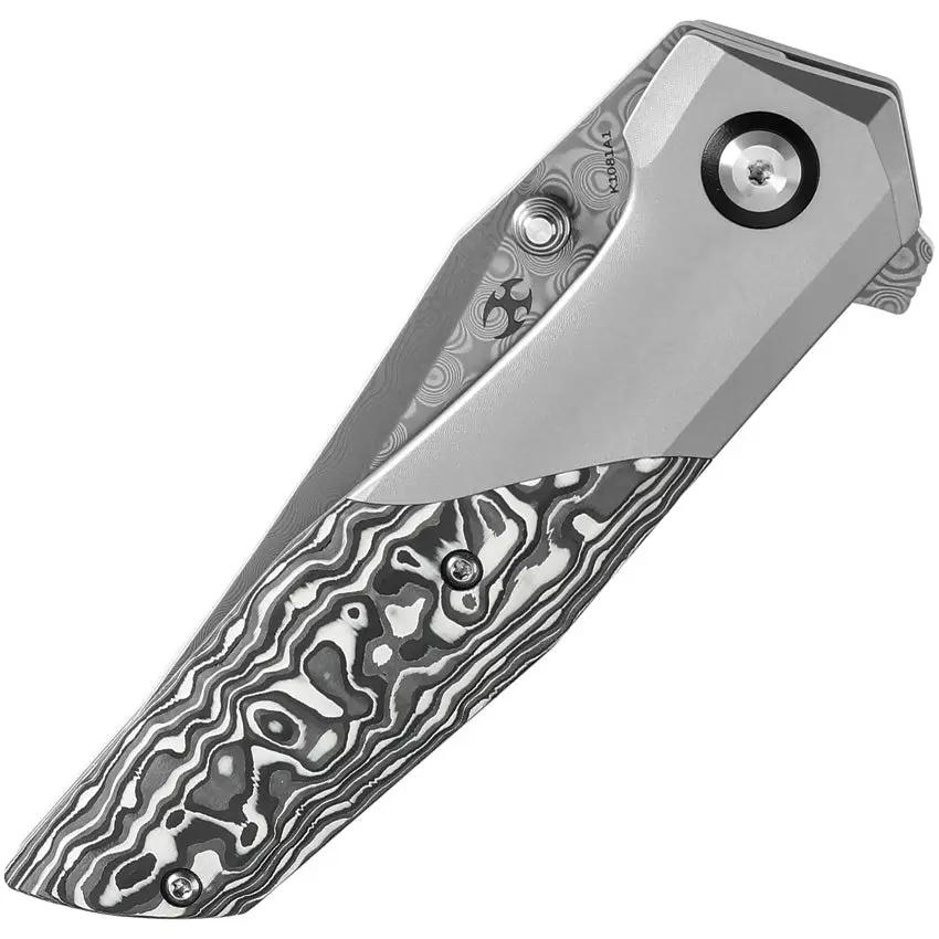 Kansept Knives Deadite Framelock CF K1081A1 - Damascus Steel Clip Point Blade, Titanium Handle with Carbon Fiber Inlay by Kansept Knives