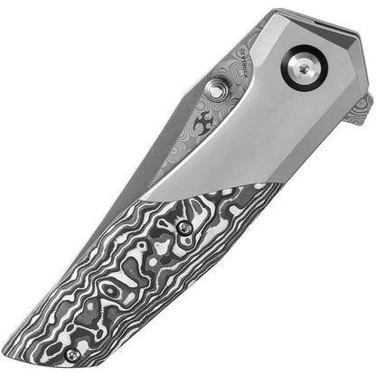 Kansept Knives Deadite Framelock CF K1081A1 - Damascus Steel Clip Point Blade, Titanium Handle with Carbon Fiber Inlay by Kansept Knives