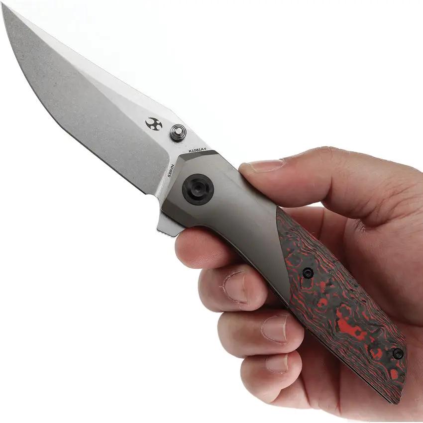 Kansept Knives Deadite Framelock Lava Flow K1081A4 - Bronze Anodized Titanium Handle With Lava Flow Carbon Fiber Inlay by Kansept Knives