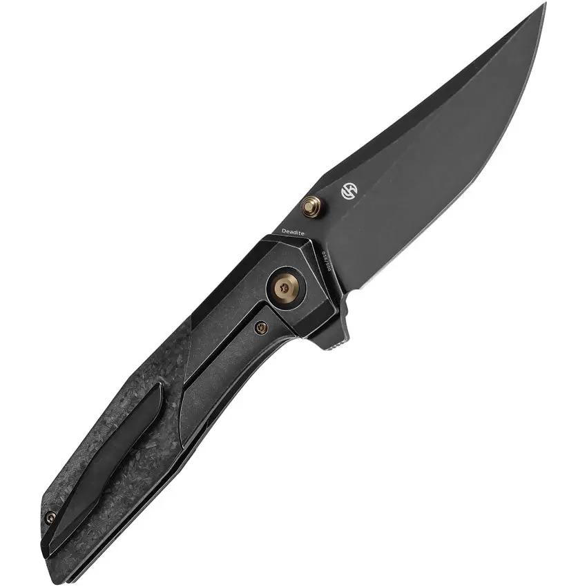 Kansept Knives Deadite Framelock Shred CF K1081A5 - S35VN Clip Point Blade With Shredded Carbon Fiber Inlay by Kansept Knives