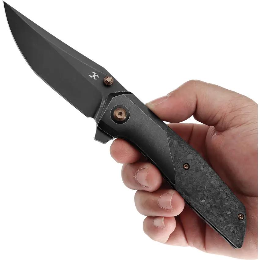 Kansept Knives Deadite Framelock Shred CF K1081A5 - S35VN Clip Point Blade With Shredded Carbon Fiber Inlay by Kansept Knives