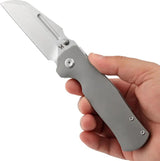 Kansept Knives Dreadnaught Framelock SW K1082A1 - Stonewashed S35VN Cleaver Blade Titanium Handle by Kansept Knives