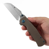Kansept Dreadnaught Framelock Brz K1082A3 - Bronze Anodized Titanium Handle With S35VN Cleaver Blade by Kansept Knives