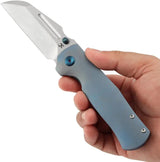 Kansept Knives Dreadnaught Framelock Blue K1082A5 - 3.5-Inch S35VN Stonewash Cleaver Blade, Blue Titanium Handle by Kansept Knives