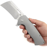 Kansept Knives Superhawk Framelock BB K1083A1 - Cleaver Style Blade With CPM S35VN Bead Blast Titanium Handle by Kansept Knives