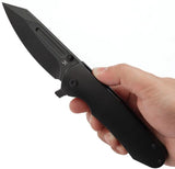 Kansept Knives Superhawk Framelock - CPM S35VN Wharncliffe Blade Blackwash Finish Black Titanium Handle by Kansept Knives