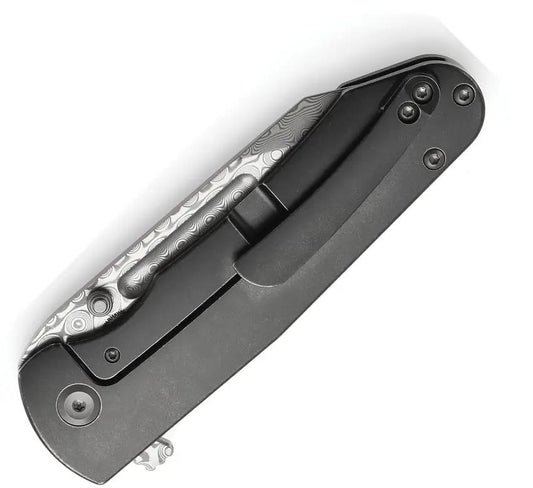 Kansept Knives Superhawk Framelock Dama K1084A3 - Damascus Steel Blade With Black Stonewash Titanium Handle by Kansept Knives