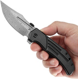 Kansept Knives Orion Framelock BW Damascus K1089A3 by Kansept Knives