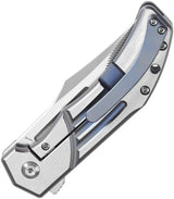 Kansept Knives Orion Framelock - Blue Anodized Titanium Handle With Satin CPM S35VN Clip Point Blade by Kansept Knives