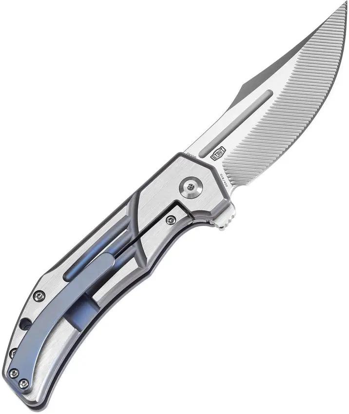 Kansept Knives Orion Framelock - Blue Anodized Titanium Handle With Satin CPM S35VN Clip Point Blade by Kansept Knives