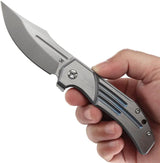 Kansept Knives Orion Framelock - Blue Anodized Titanium Handle With Satin CPM S35VN Clip Point Blade by Kansept Knives