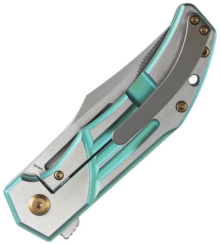 Kansept Knives Orion Framelock Green K1089B4 - CPM S35VN Satin Blade Titanium Handle Gold Accents by Kansept Knives