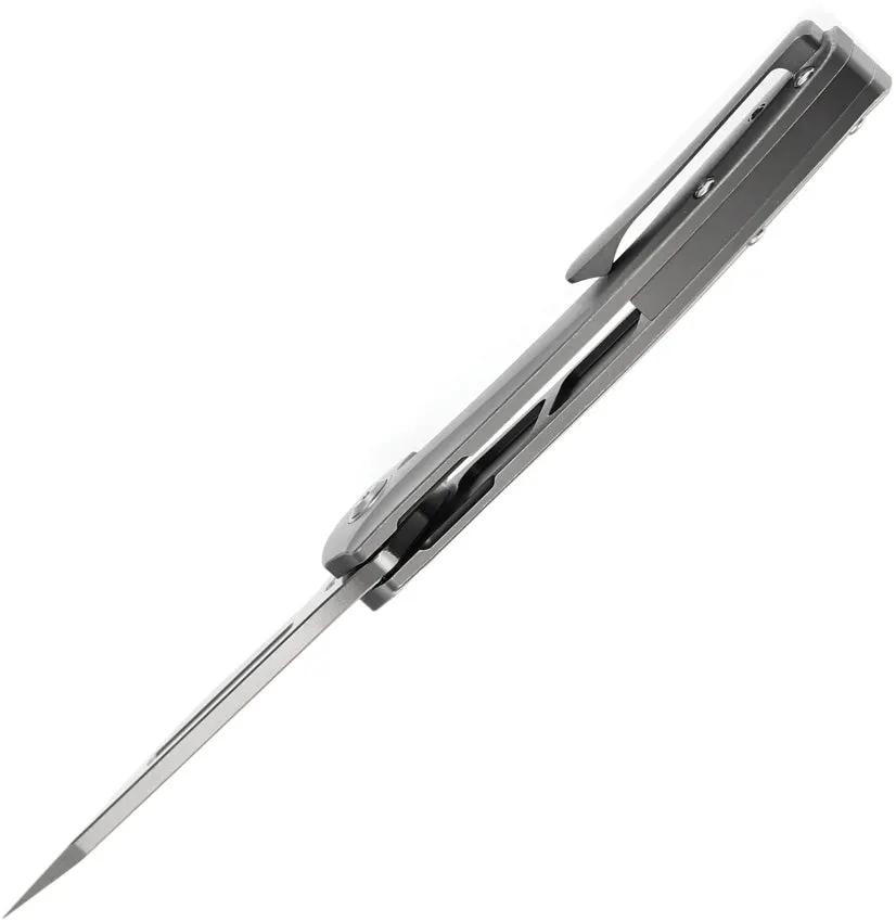 Kansept Knives Hira Framelock Gray K1090A3 - Titanium Handle With S35VN Satin Tanto Blade by Kansept Knives