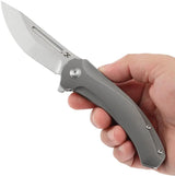 Kansept Knives Hira Framelock Gray K1090A3 - Titanium Handle With S35VN Satin Tanto Blade by Kansept Knives