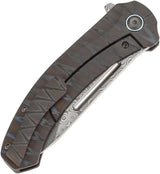 Kansept Knives Hira Framelock Damascus K1090A5 - Damascus Blade With Flame Anodized Titanium Handle And Extended Tang by Kansept Knives