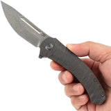 Kansept Knives Hira Framelock Damascus K1090A5 - Damascus Blade With Flame Anodized Titanium Handle And Extended Tang by Kansept Knives
