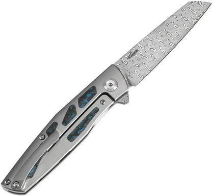 Kansept Knives Cru Framelock Arctic Storm - Damascus Steel Blade With Fat Carbon Fiber Inlay by Kansept Knives
