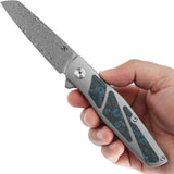 Kansept Knives Cru Framelock Arctic Storm - Damascus Steel Blade With Fat Carbon Fiber Inlay by Kansept Knives