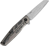 Kansept Knives Cru Framelock Damascus Blade With Twill CF Inlay Titanium Handle - Precision Framelock EDC Knife by Kansept Knives
