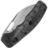 Kansept Knives Vivid Crossbar Lock Rose CF K1094V1 - Damascus Wharncliffe Blade With Rose Pattern Carbon Fiber Inlay by Kansept Knives