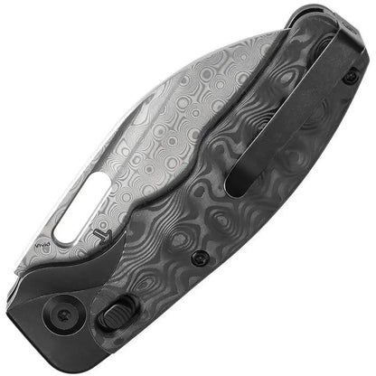Kansept Knives Vivid Crossbar Lock Rose CF K1094V1 - Damascus Wharncliffe Blade With Rose Pattern Carbon Fiber Inlay by Kansept Knives