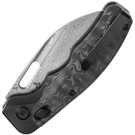 Kansept Knives Vivid Crossbar Lock Rose CF K1094V1 - Damascus Wharncliffe Blade With Rose Pattern Carbon Fiber Inlay by Kansept Knives